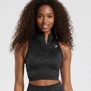 Gymshark Adapt Animal Seamless 1/2 Zip Crop - Medium Gray